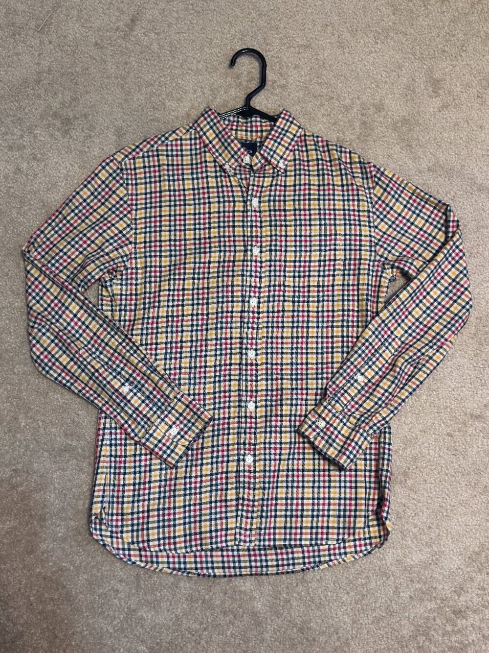 Mens Yellow & Red Checkered Button Down Sz-S